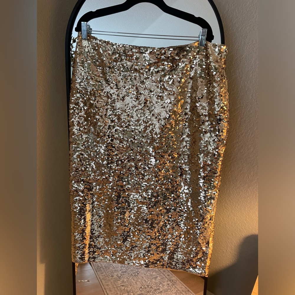 Michael Kors gold sequin pencil skirt NWT